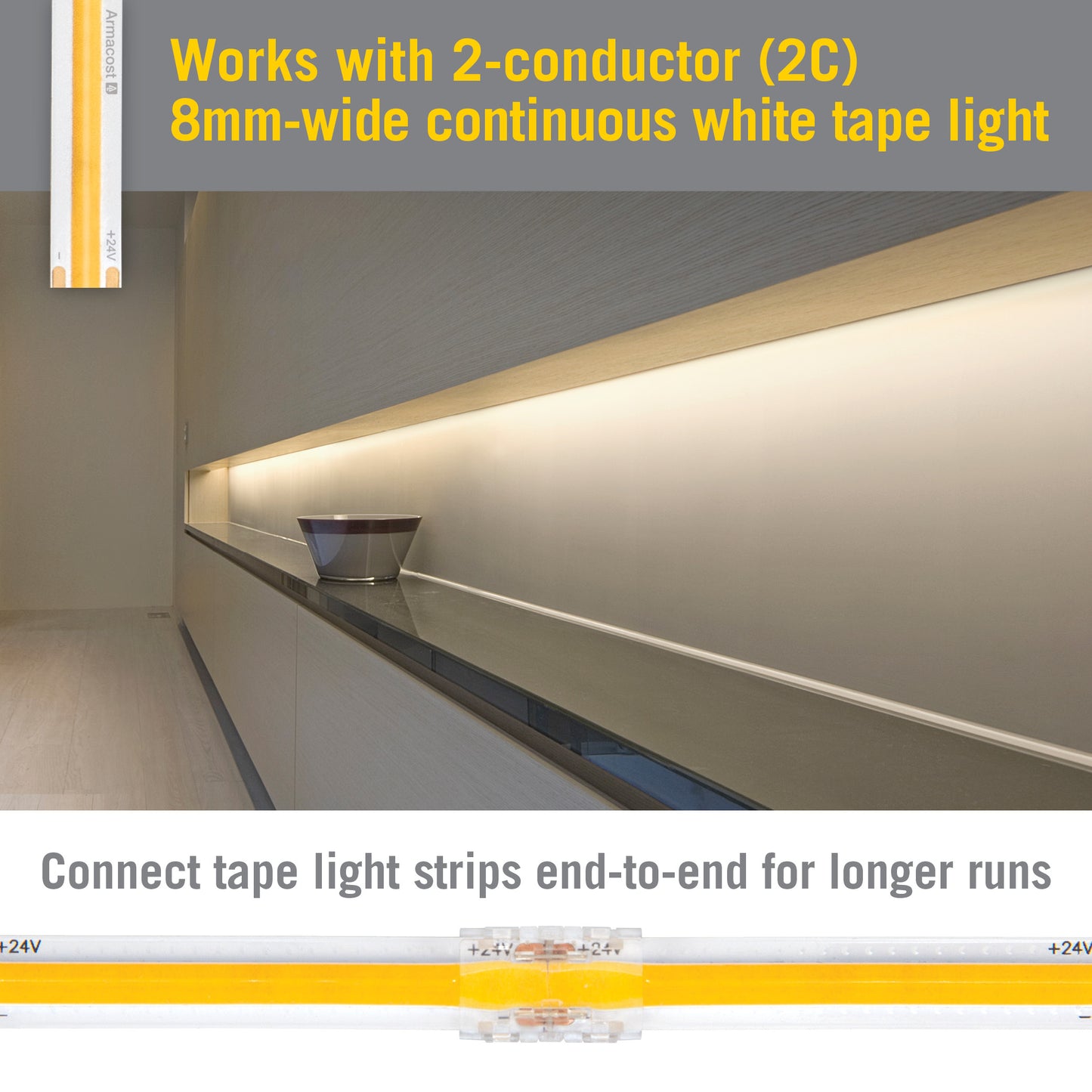 SureLock Pro 2 Pin LED Strip Light COB Splice Connector