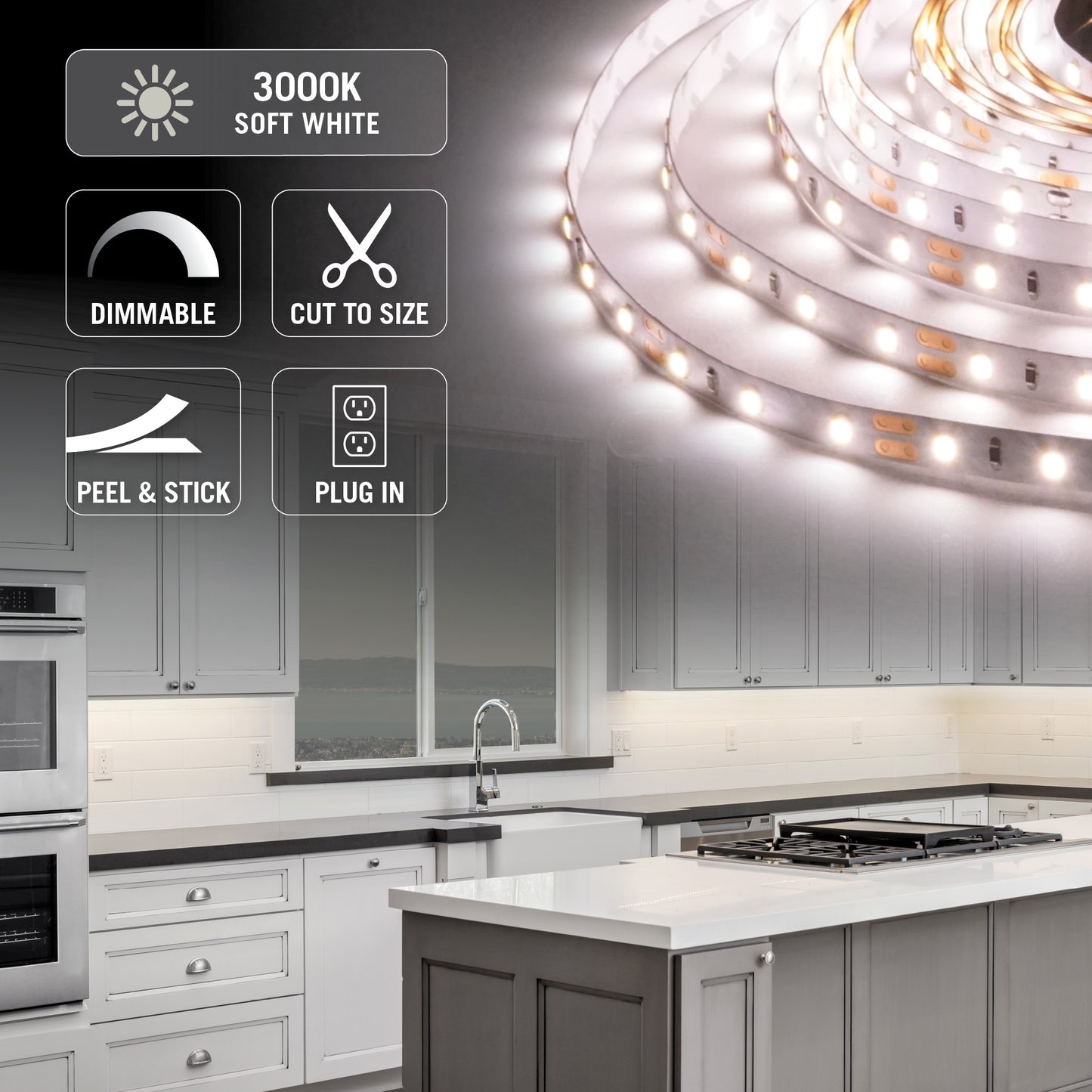 RibbonFlex Home 12V 3000K Soft White LED Strip Light Kit
