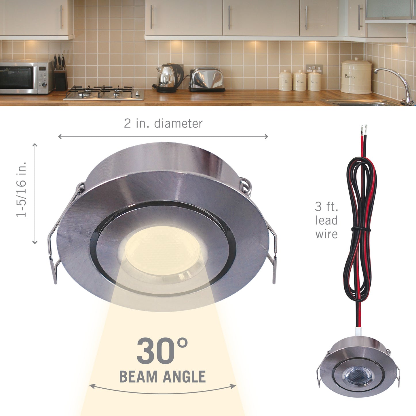 Swivel Recessed Under Cabinet LED Puck Light