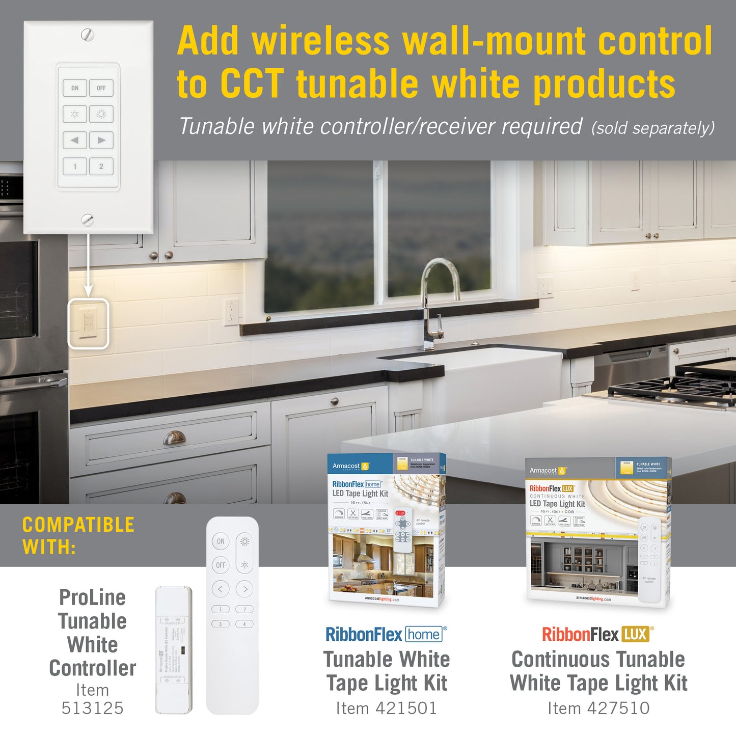 Wireless Light Switch for CCT Tunable White LED Lights