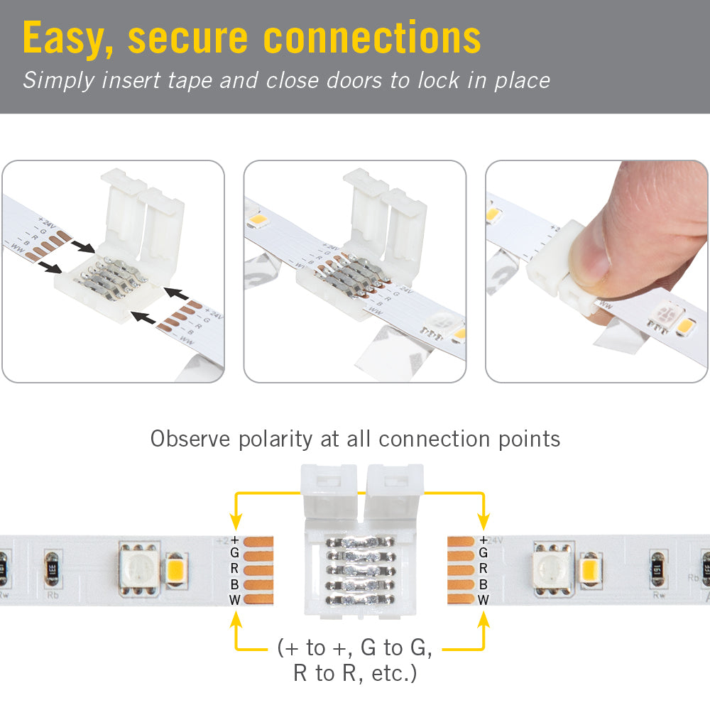 5 Pin RGBW LED Strip Light Tape to Tape Splice Connector