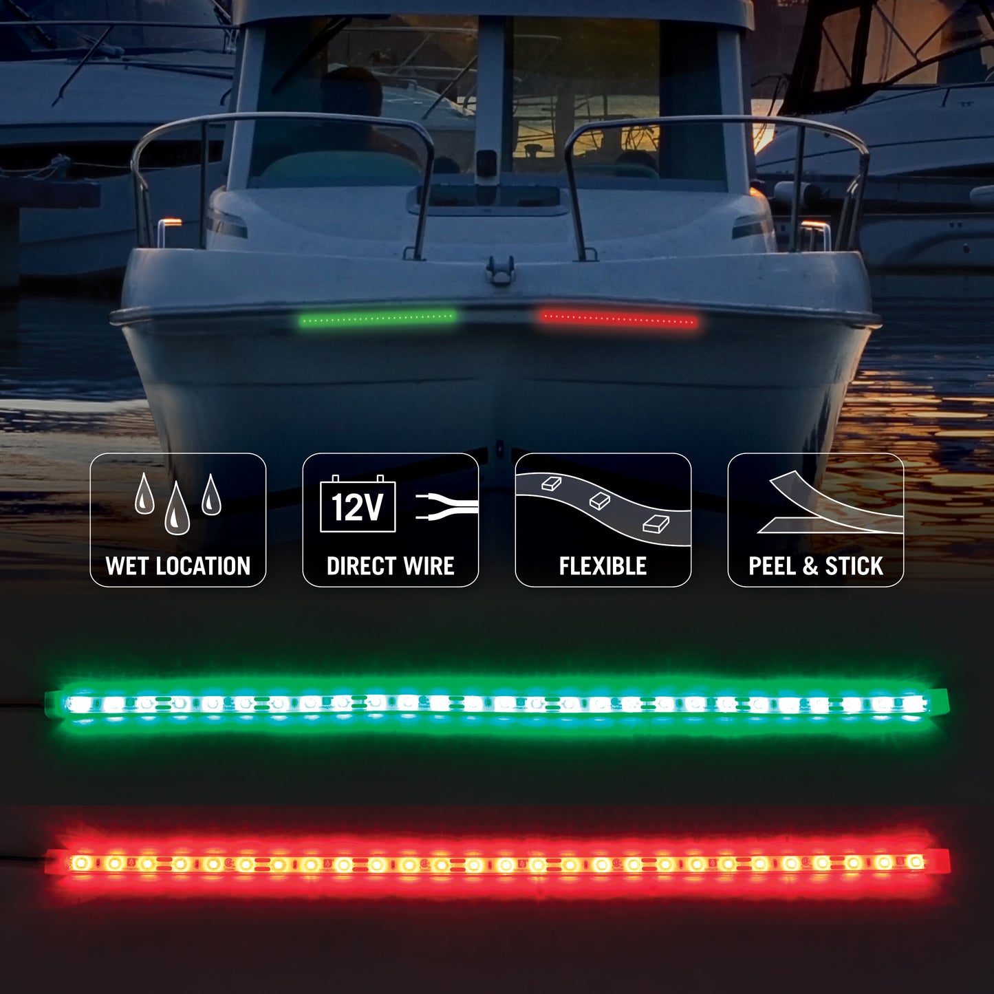 18 inch Red Green Waterproof LED Strip Light Tape