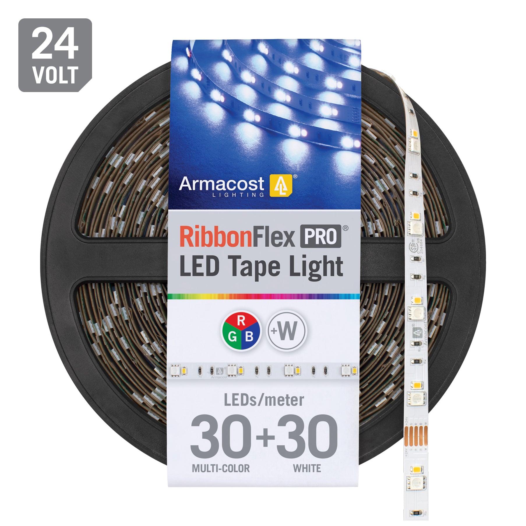 24V RGB+W LED Strip 30 + 30 LED/m – Armacost Lighting