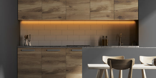 Kitchen with undercabinet strip lighting
