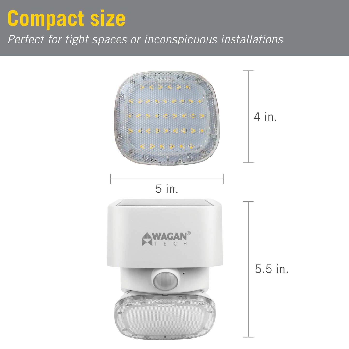 Small Rotating Motion Sensor Solar LED Wall Light 2000 Lumens