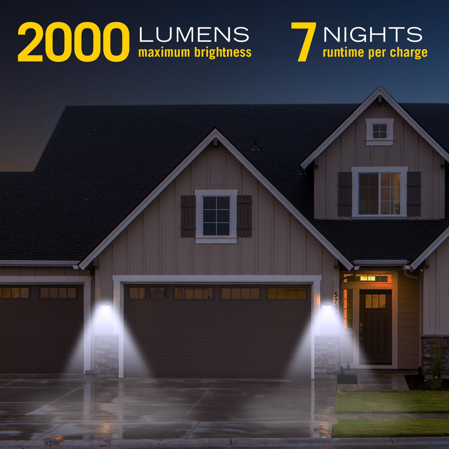 Small Rotating Motion Sensor Solar LED Wall Light 2000 Lumens