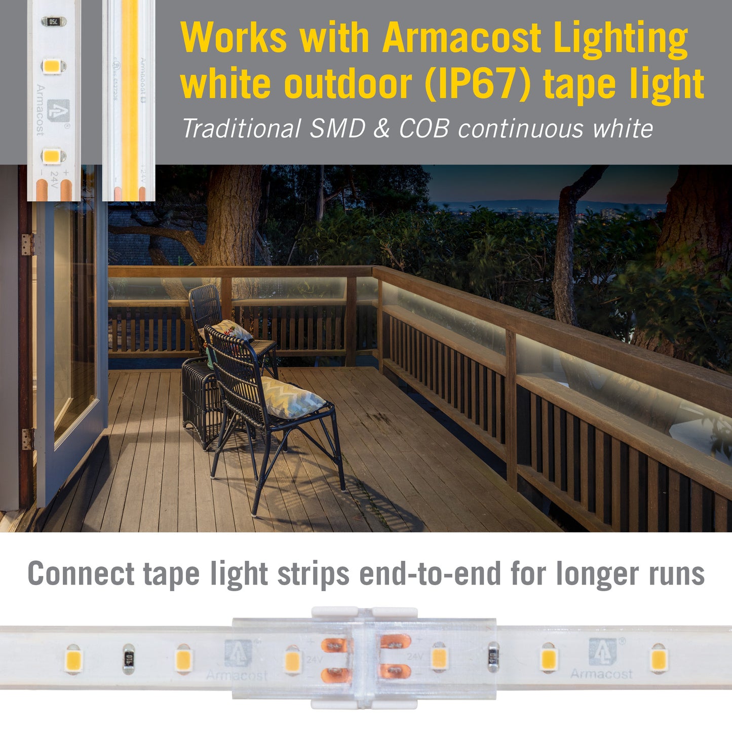 2 Pin IP67 Outdoor LED Strip Light Tape to Tape Splice Connector
