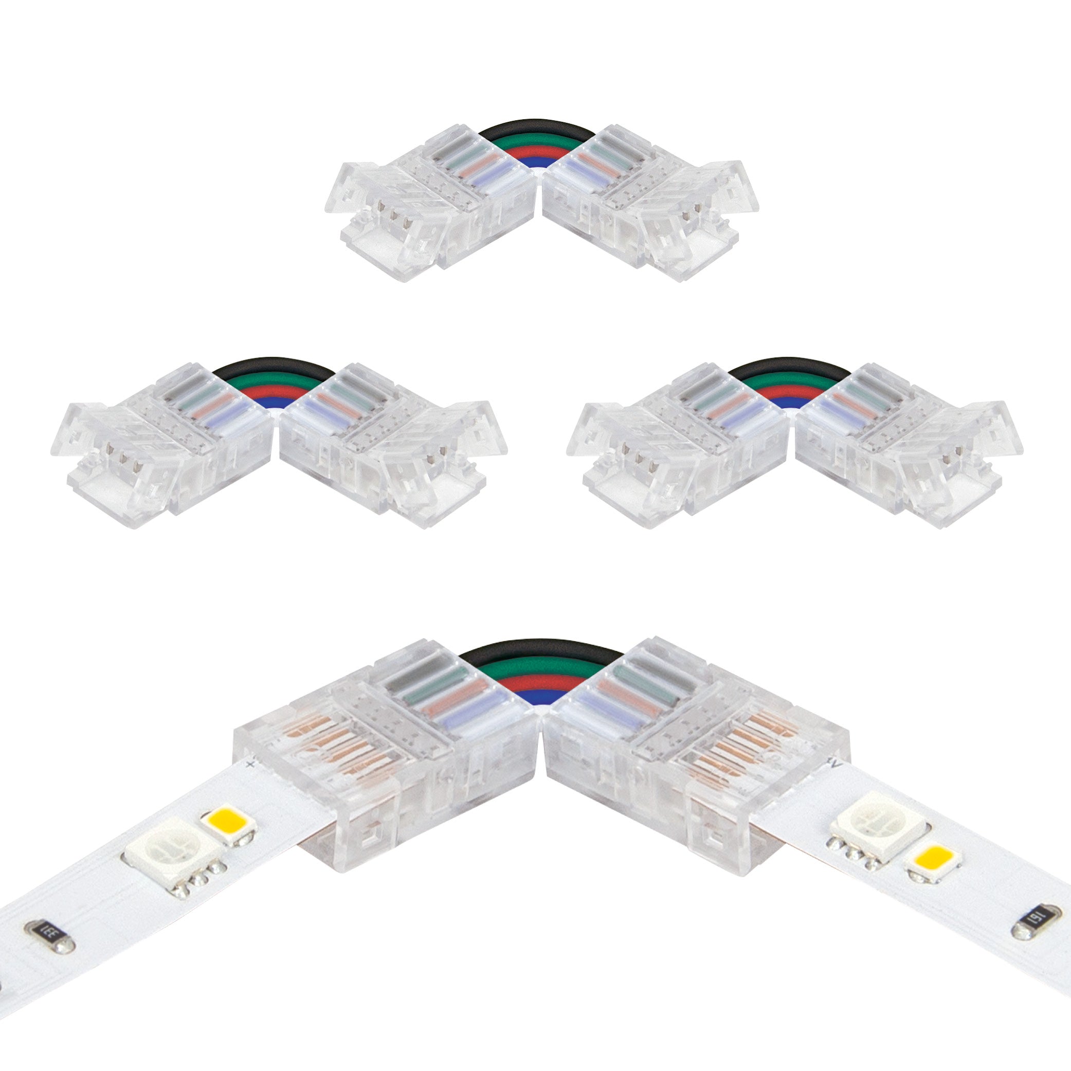 Surelock Adaptors RGBW SureLock Pro LED Tape-to-Tape Corner Connectors – Armacost Lighting