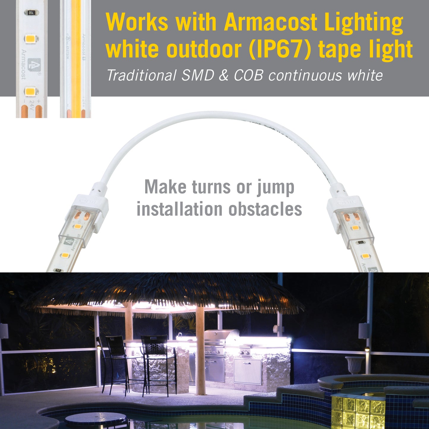 2 Pin IP67 Outdoor LED Strip Light Tape to Tape Connector