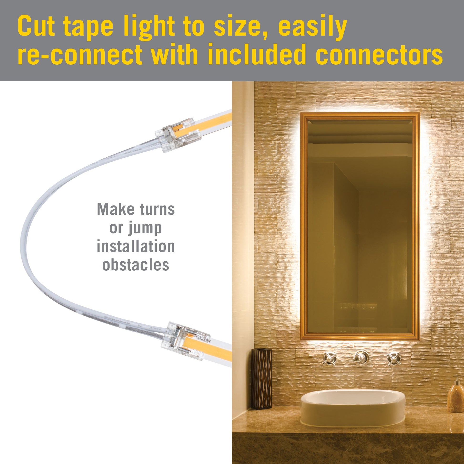AC dimmable COB white LED strip light kit