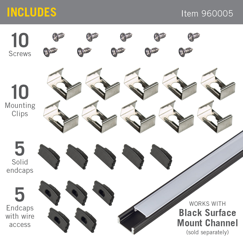 Accessory Packs for LED Tape Light Mounting Channels
