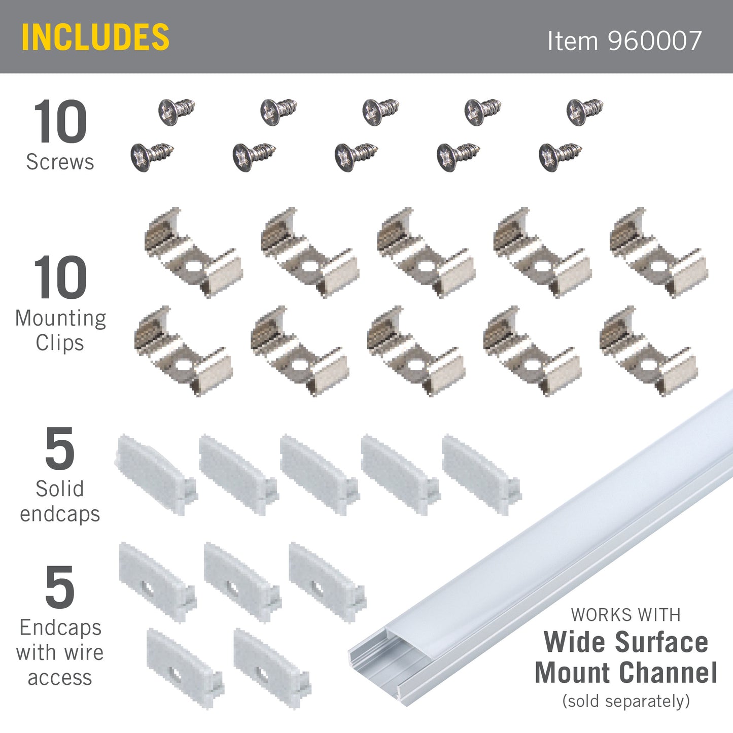 Mounting Accessory Packs for LED Tape Light Channels