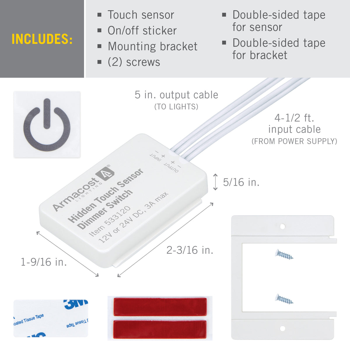 Hidden Touch Sensor LED Dimmer Switch