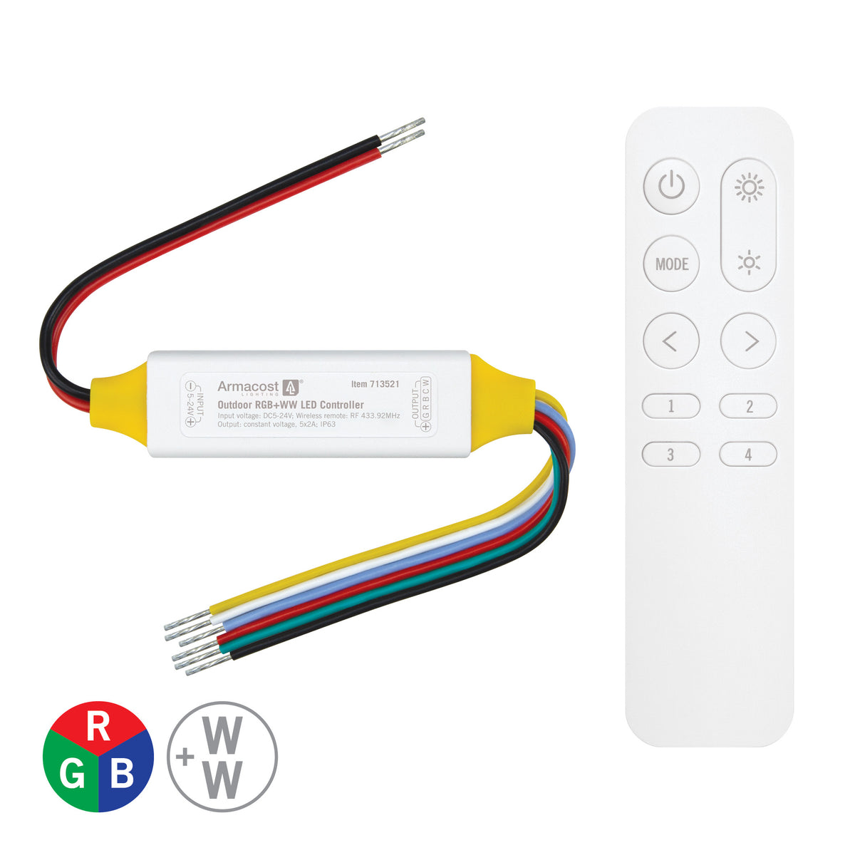 Led Remote Receiver Outdoor RGB+WW LED Light Receiver with RF Remote – Armacost Lighting