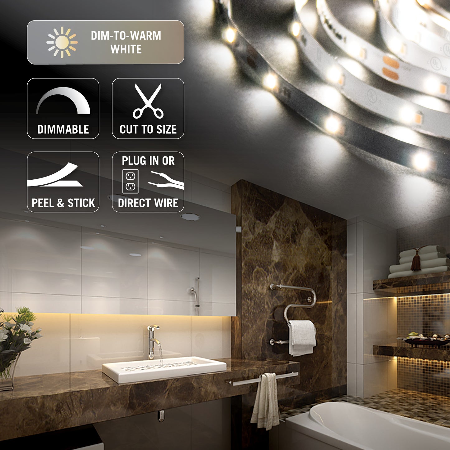 RibbonFlex Home 24V Dim to Warm White LED Strip Light Kit