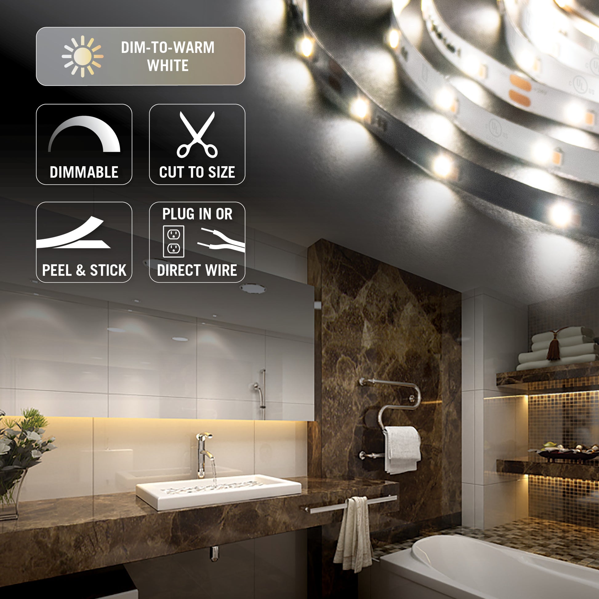 RibbonFlex Home 24V Dim to Warm White LED Strip Light Kit