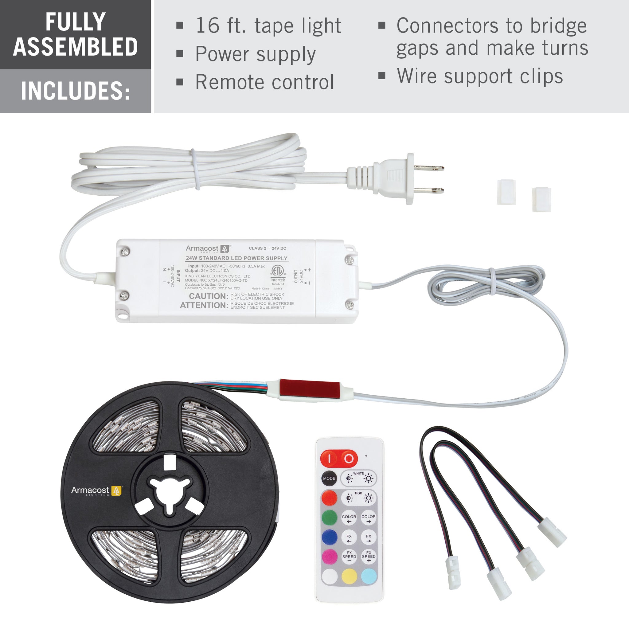 24V RGB+W Hardwire LED Strip Light Kit – Armacost Lighting