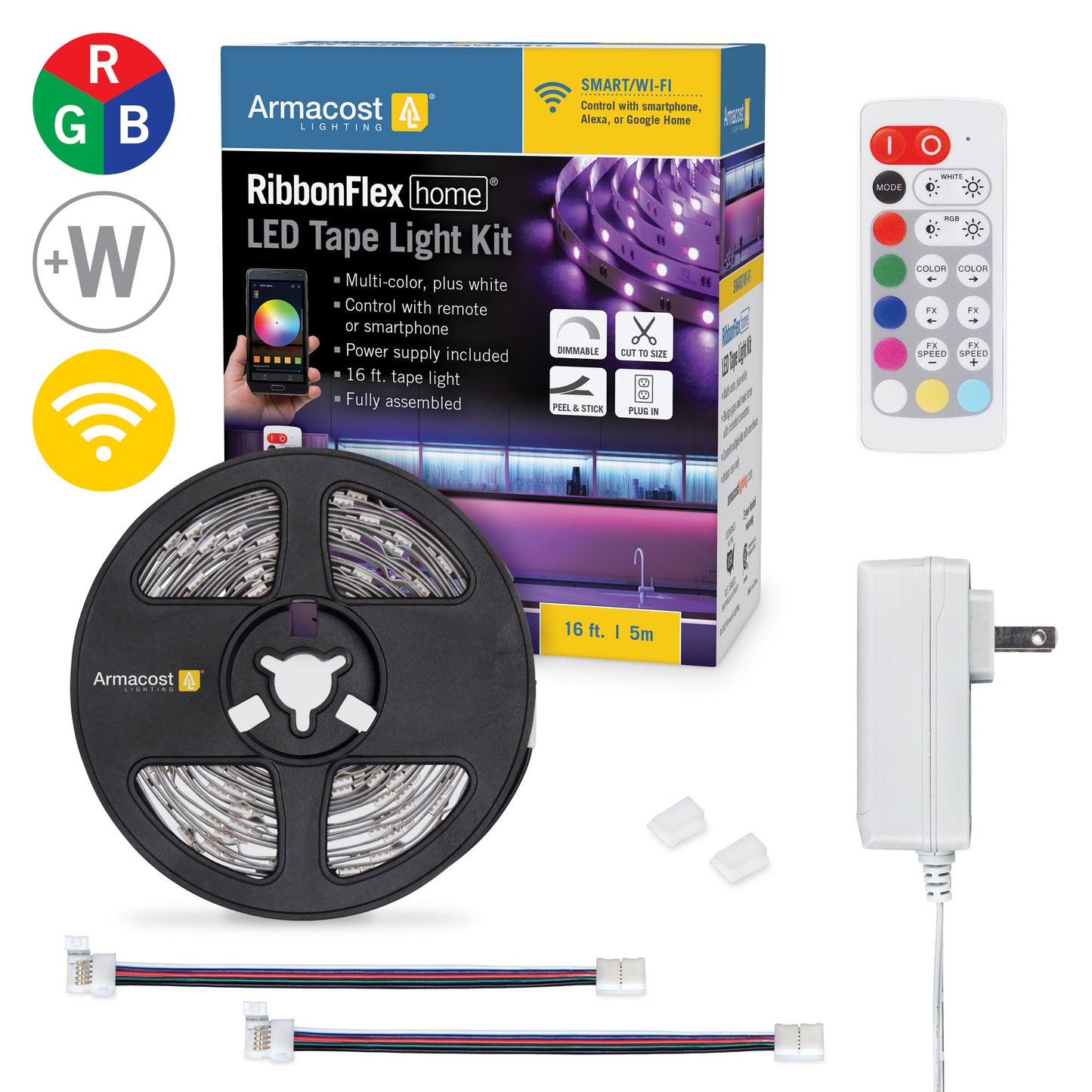RibbonFlex Home 24V RGBW Multicolor Smart LED Strip Light Kit