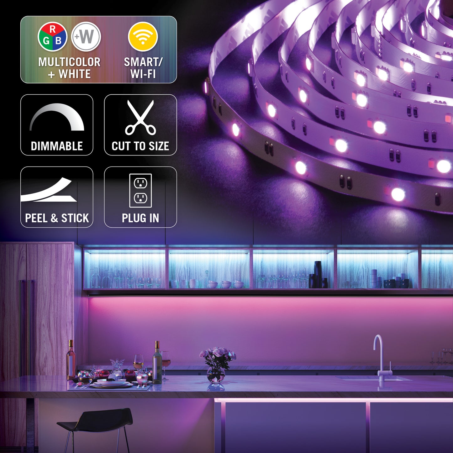 RibbonFlex Home 24V RGBW Multicolor Smart LED Strip Light Kit