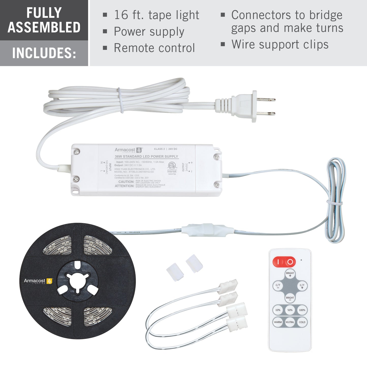 RibbonFlex Home 24V Tunable White CCT LED Strip Light Kit