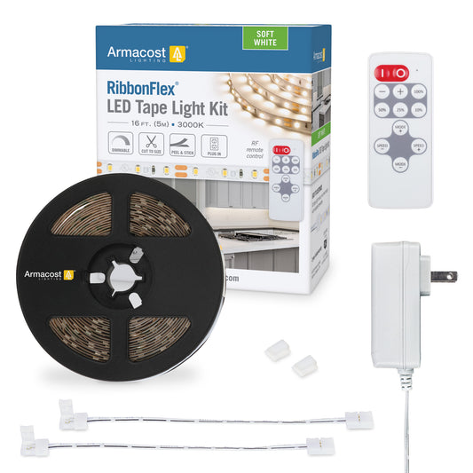 RibbonFlex Home 12V 3000K Soft White LED Strip Light Kit