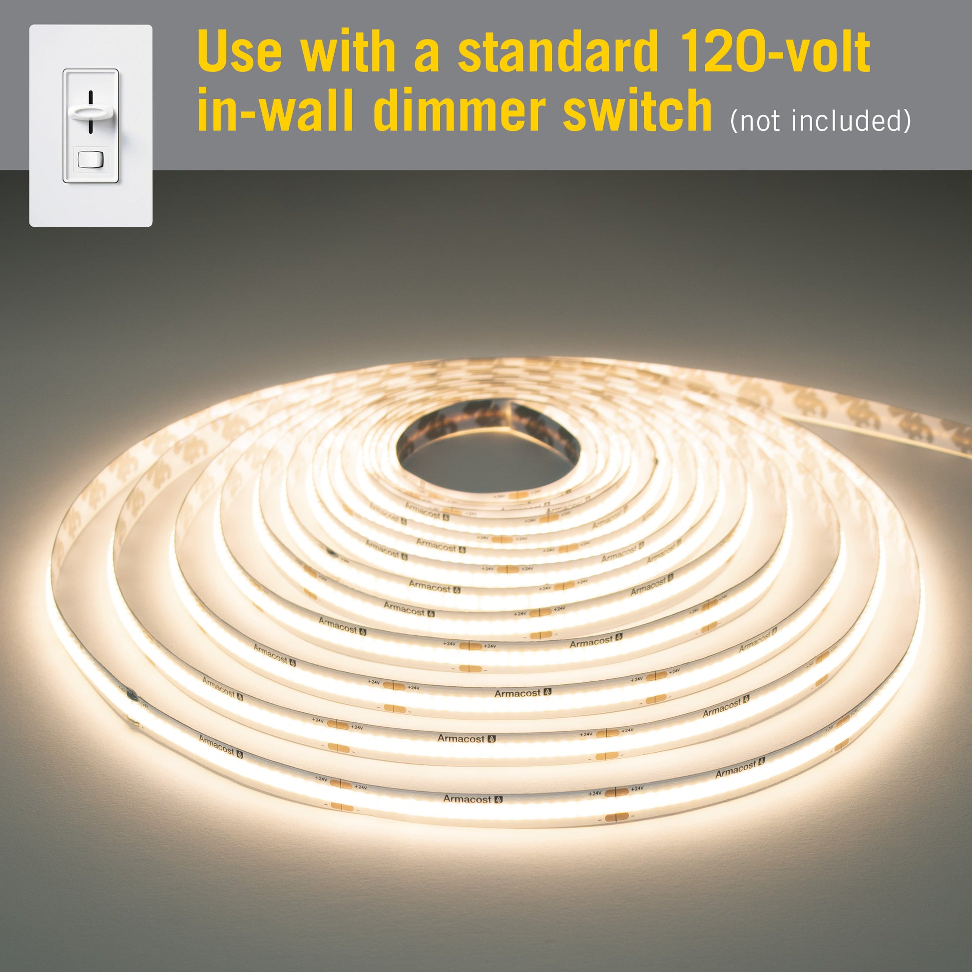 AC dimmable COB white LED strip light kit