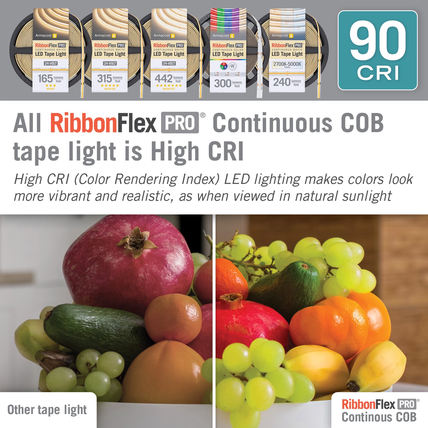 RibbonFlex Pro 24V Tunable White COB LED Strip Light Tape