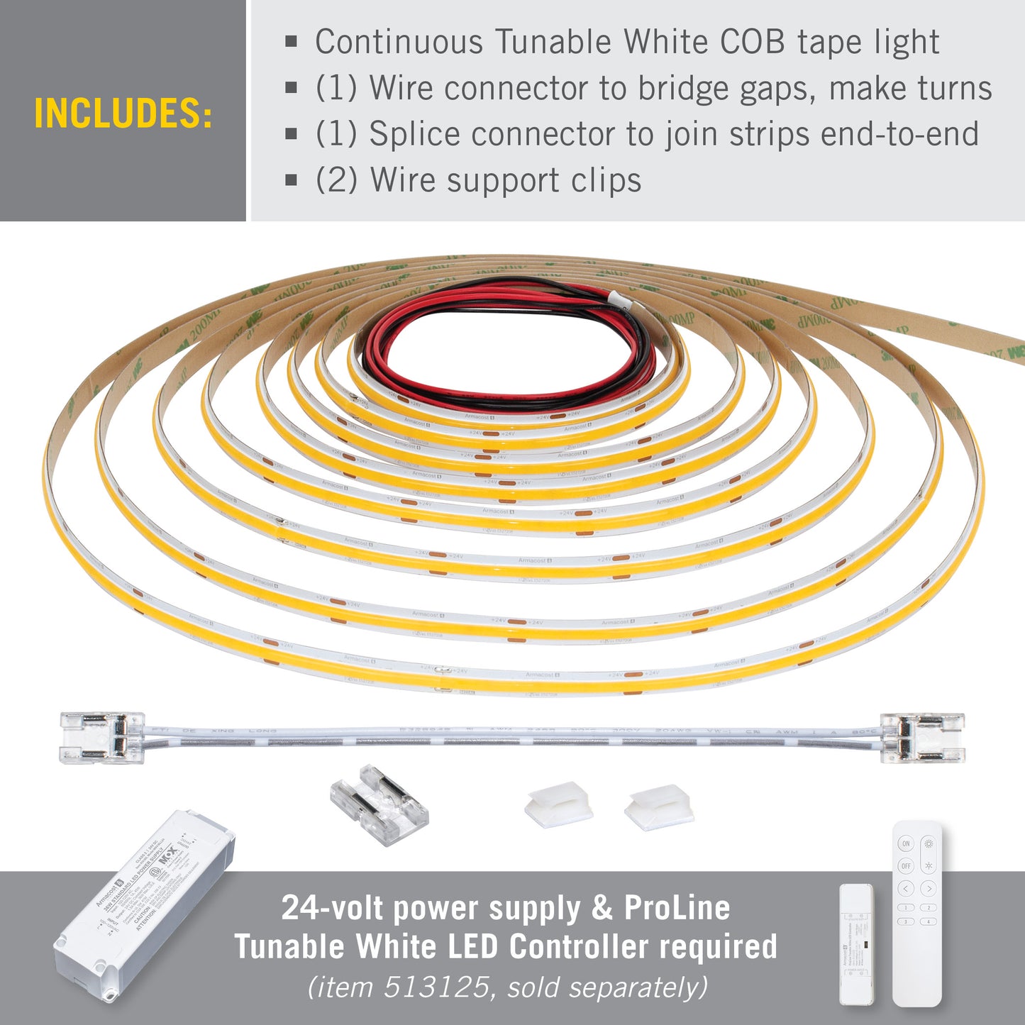 RibbonFlex Pro 24V Tunable White COB LED Strip Light Tape