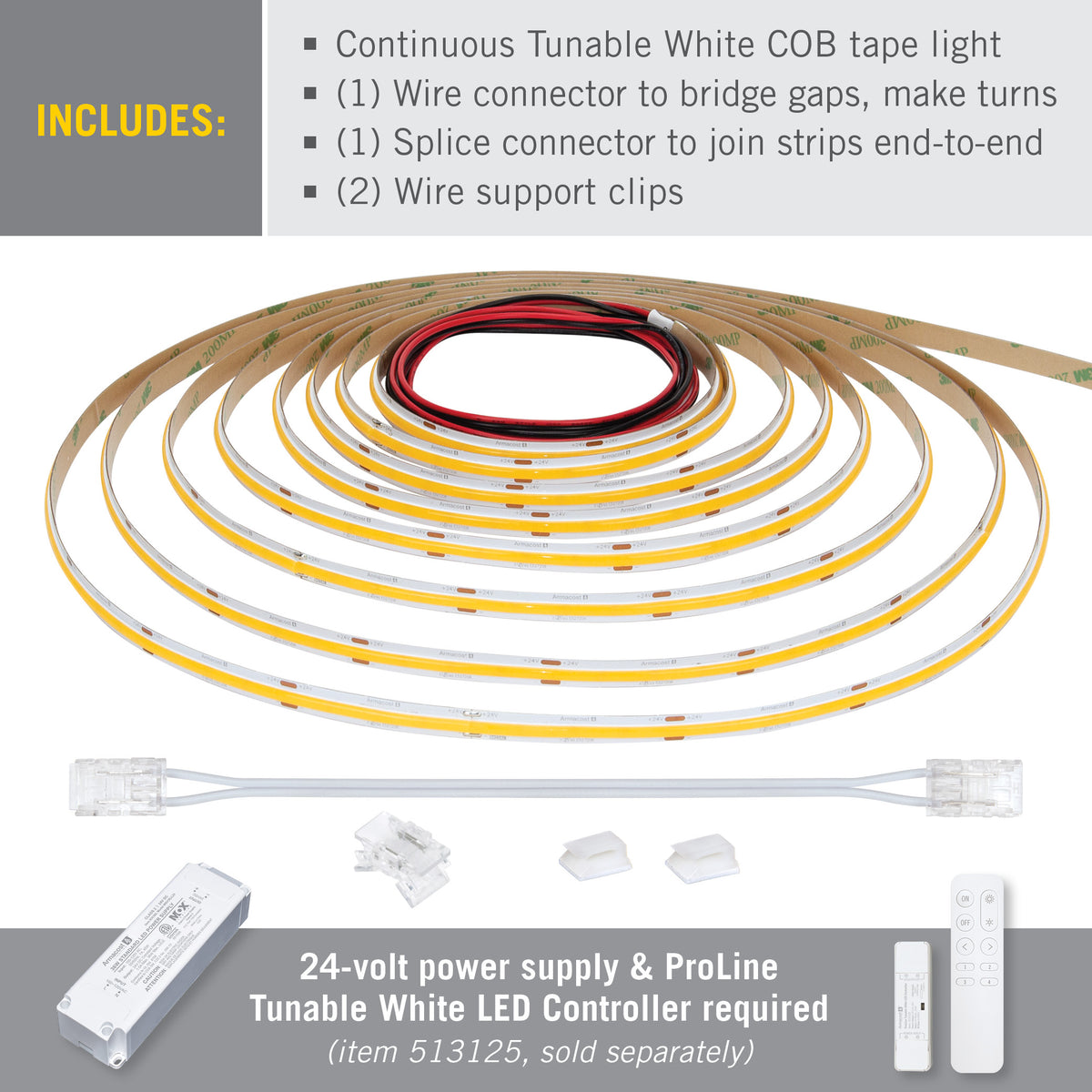 24V CCT Tunable White LED COB Tape Light – Armacost Lighting