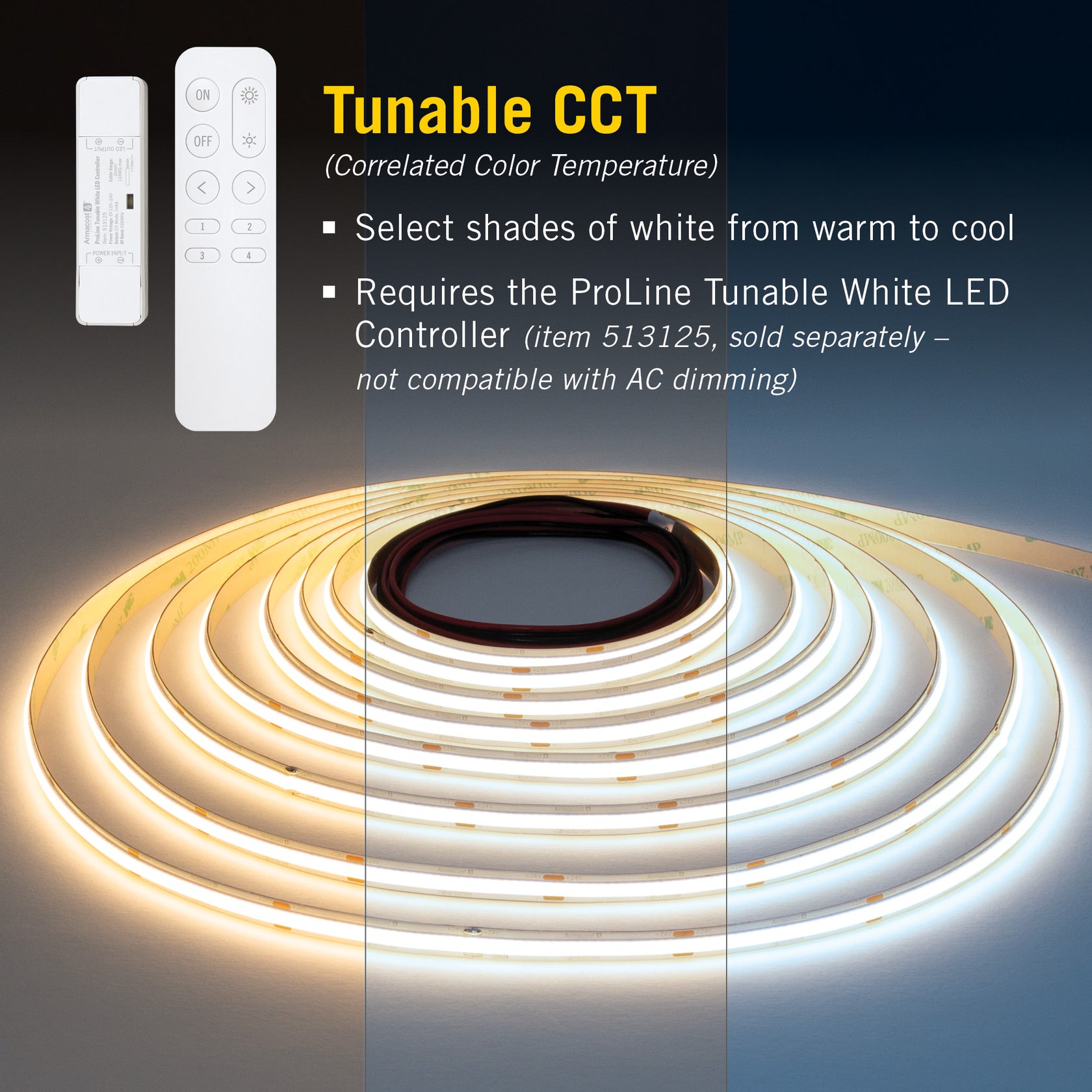 24V CCT Tunable White LED COB Tape Light – Armacost Lighting