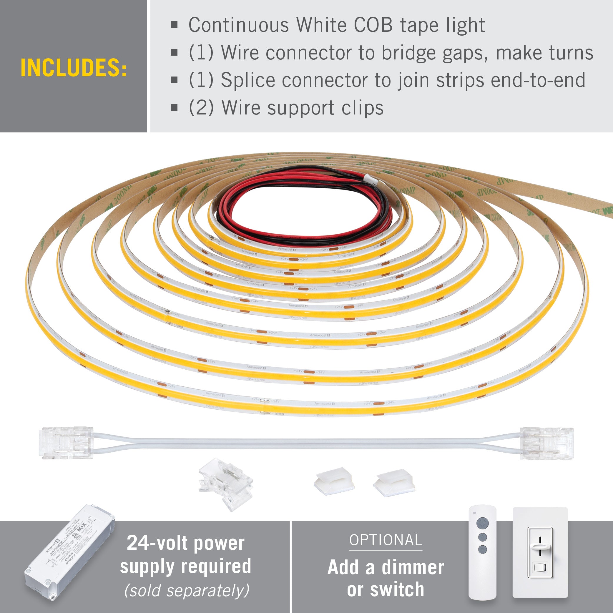 Providence RX-L1 3-LOOP COB LED Light Strips 24V White – Armacost Lighting