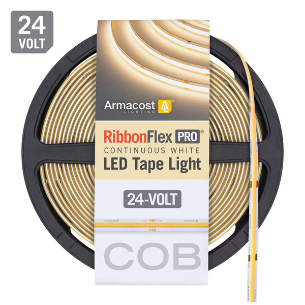 RibbonFlex Pro 24V White COB LED Strip Light - 32 ft (10m)