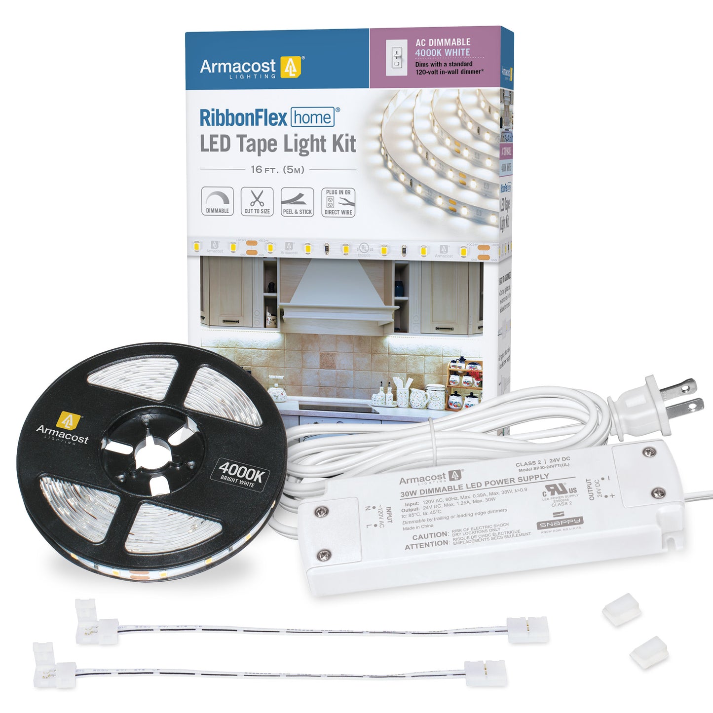12 Volt AC Dimmable White LED Strip Light Kit