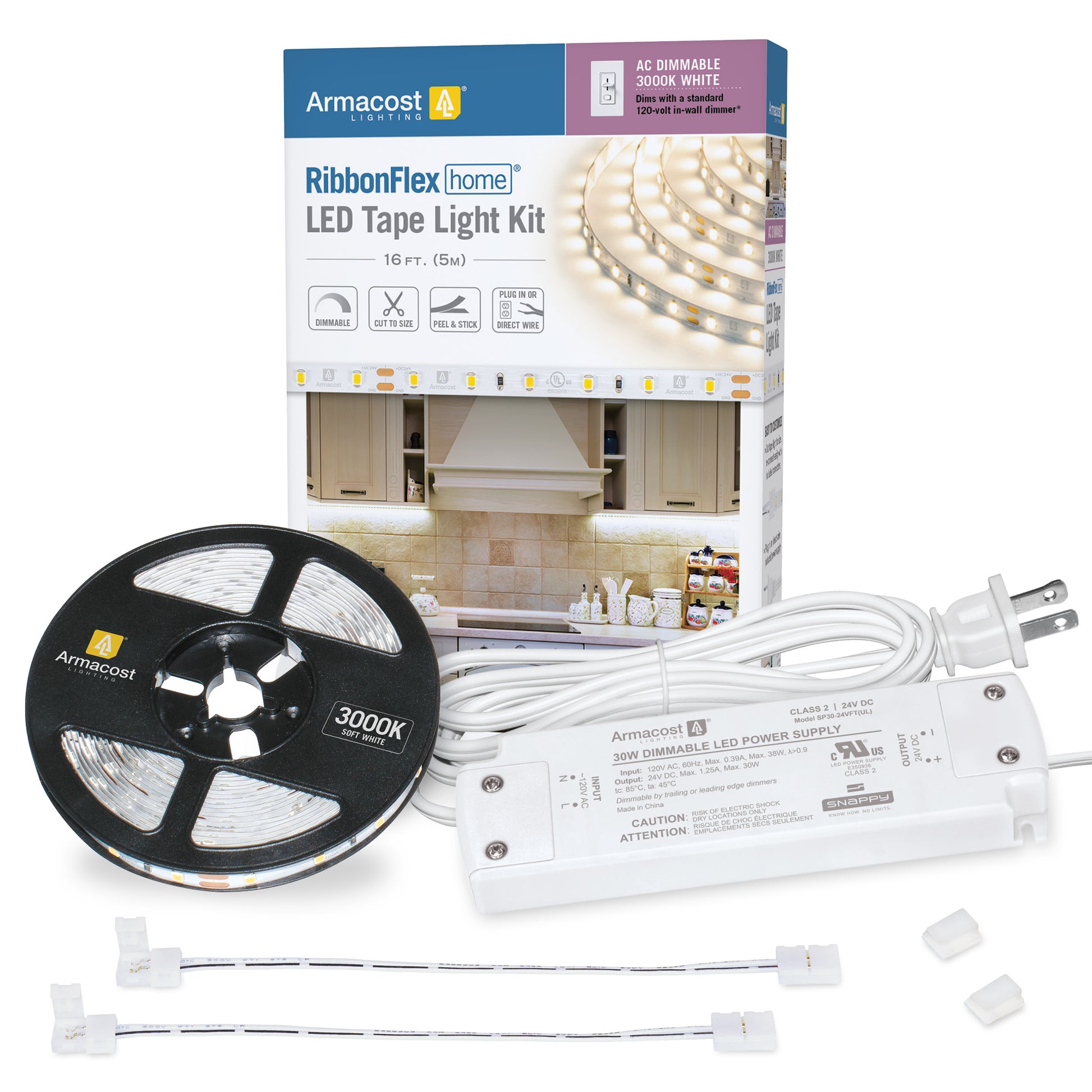 Peel & Stick LED Light Strip w/Adapter