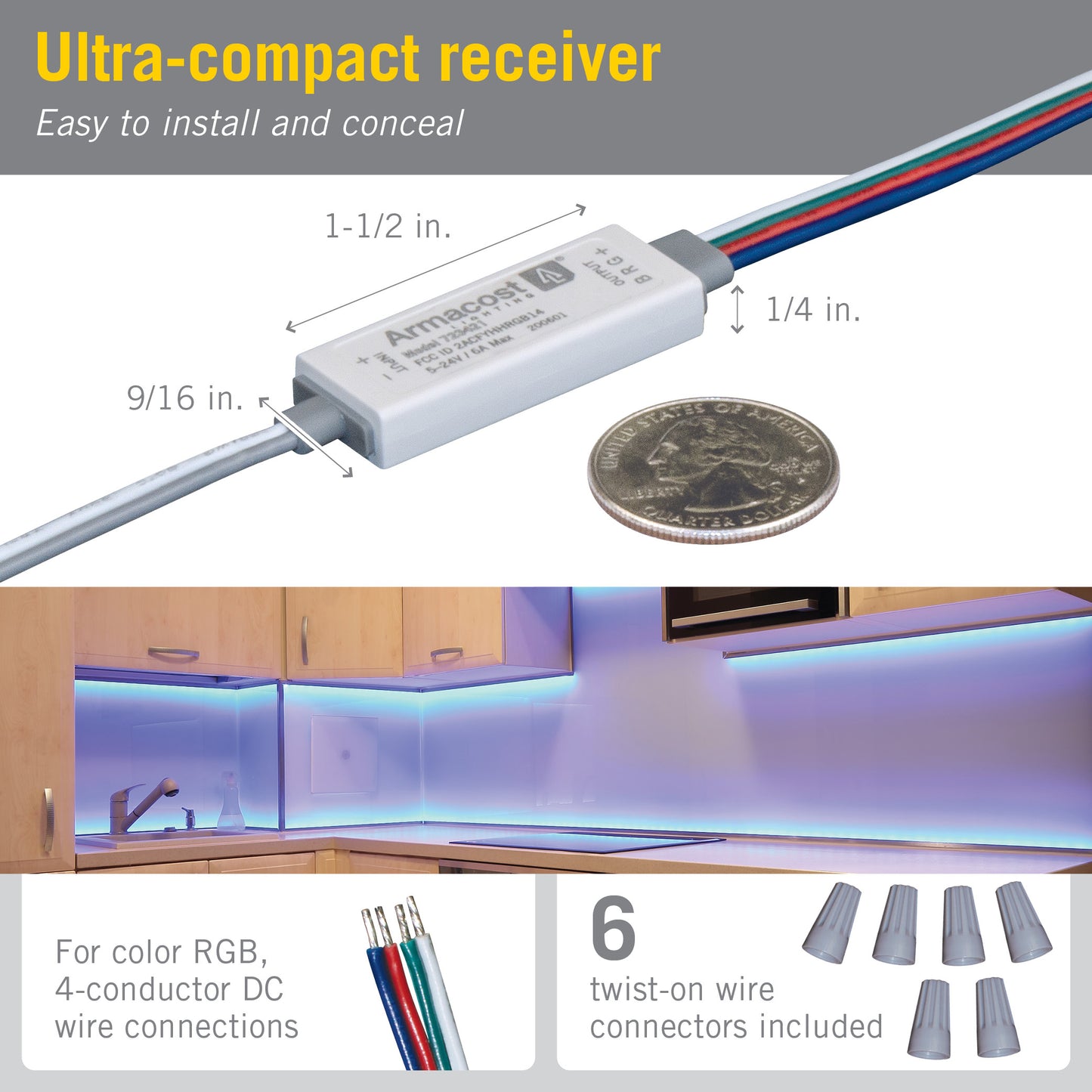Slimline Multicolor RGB LED Strip Light Controller