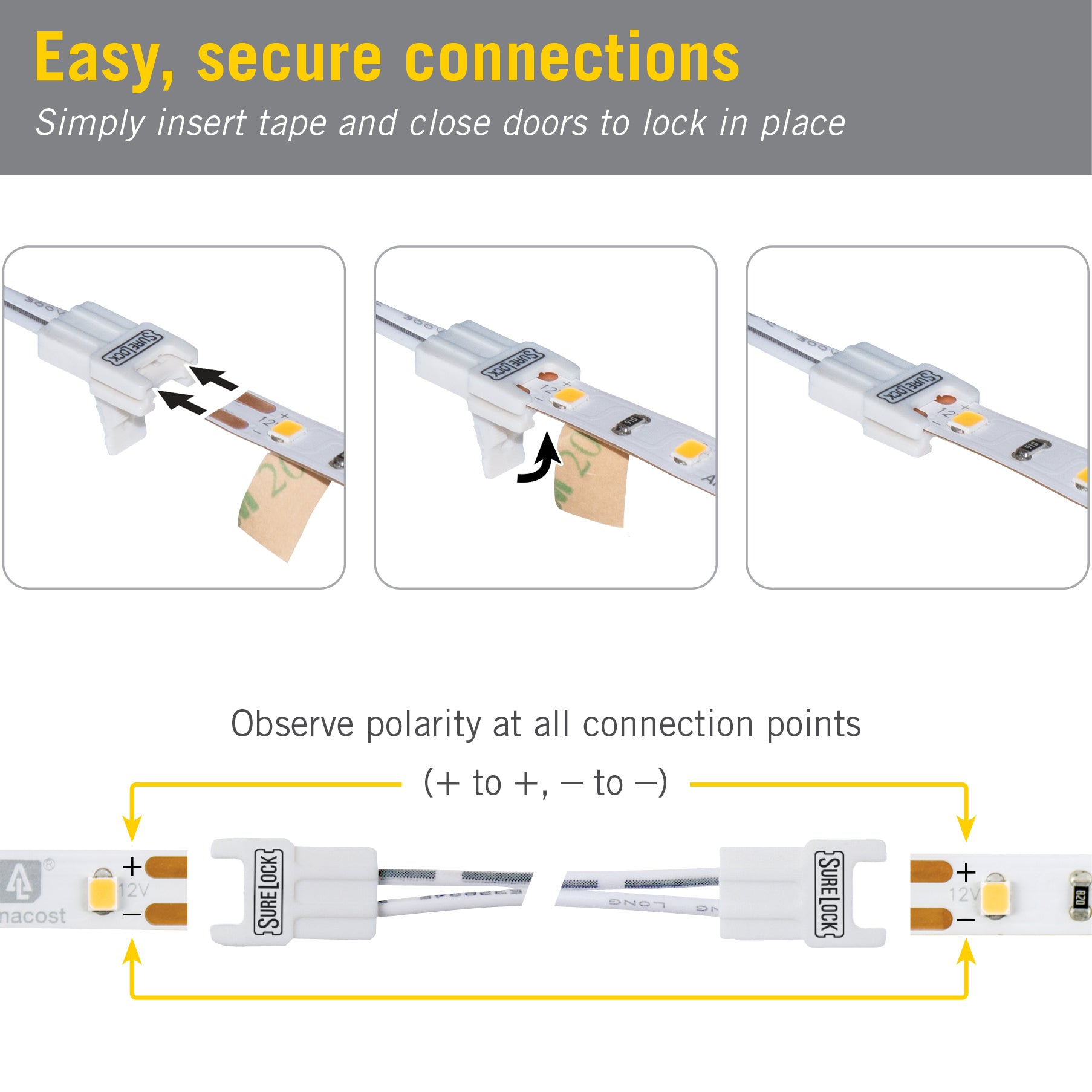 SureLock 2C LED Strip Wire Lead Connector – Armacost Lighting