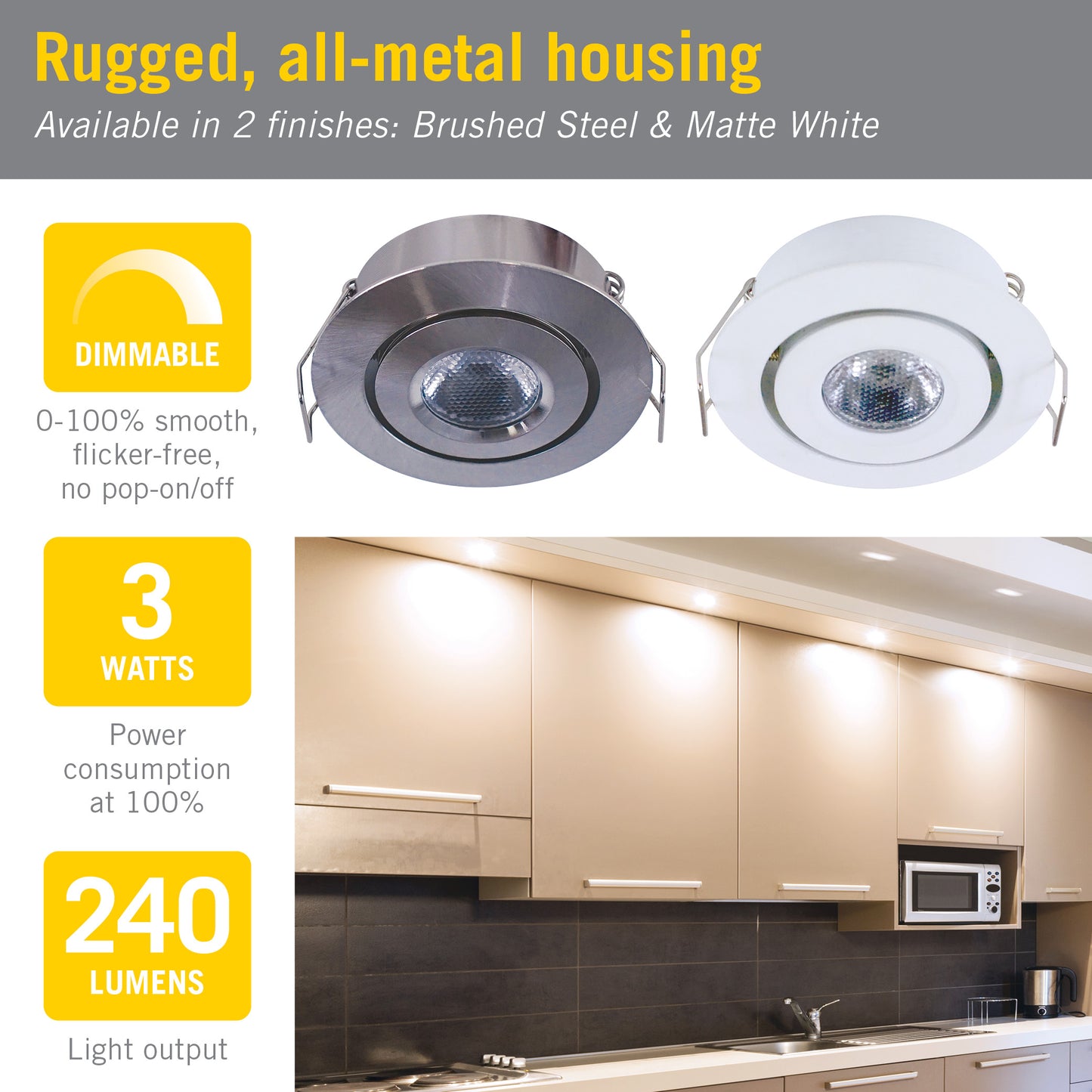 Swivel Recessed Under Cabinet LED Puck Light
