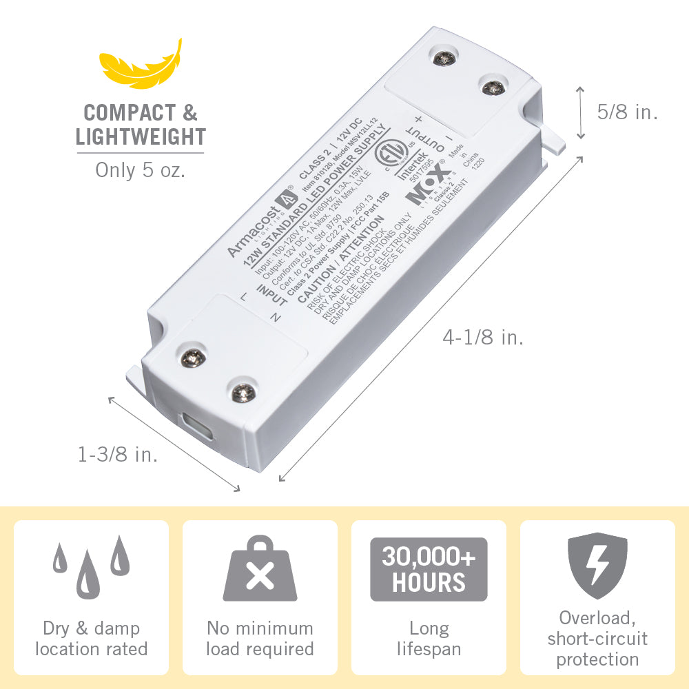 Standard Indoor/Outdoor LED Driver 12V DC – Armacost Lighting