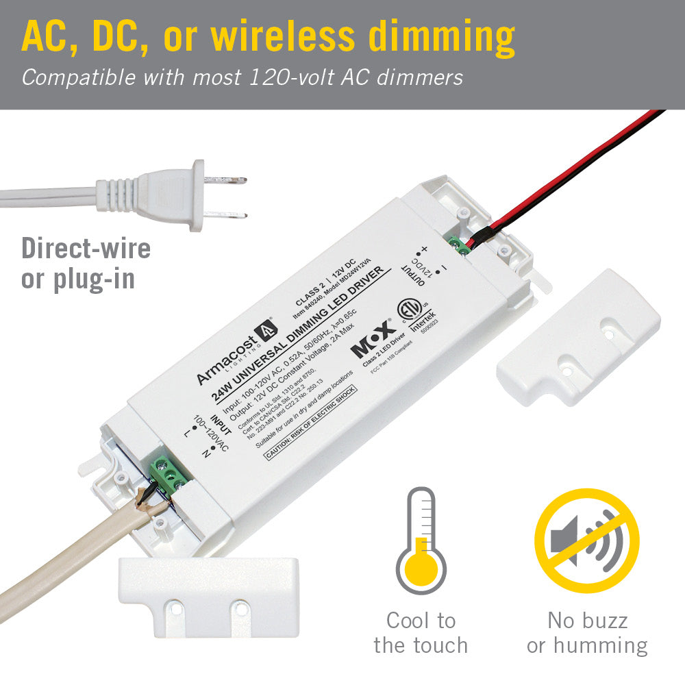 Armacost Lighting 12-Watt Standard 12-Volt DC Constant Voltage LED Driver,  White, Hardwired/Plug-in, Low Voltage in the Under Cabinet Lighting Parts &  Accessories department at