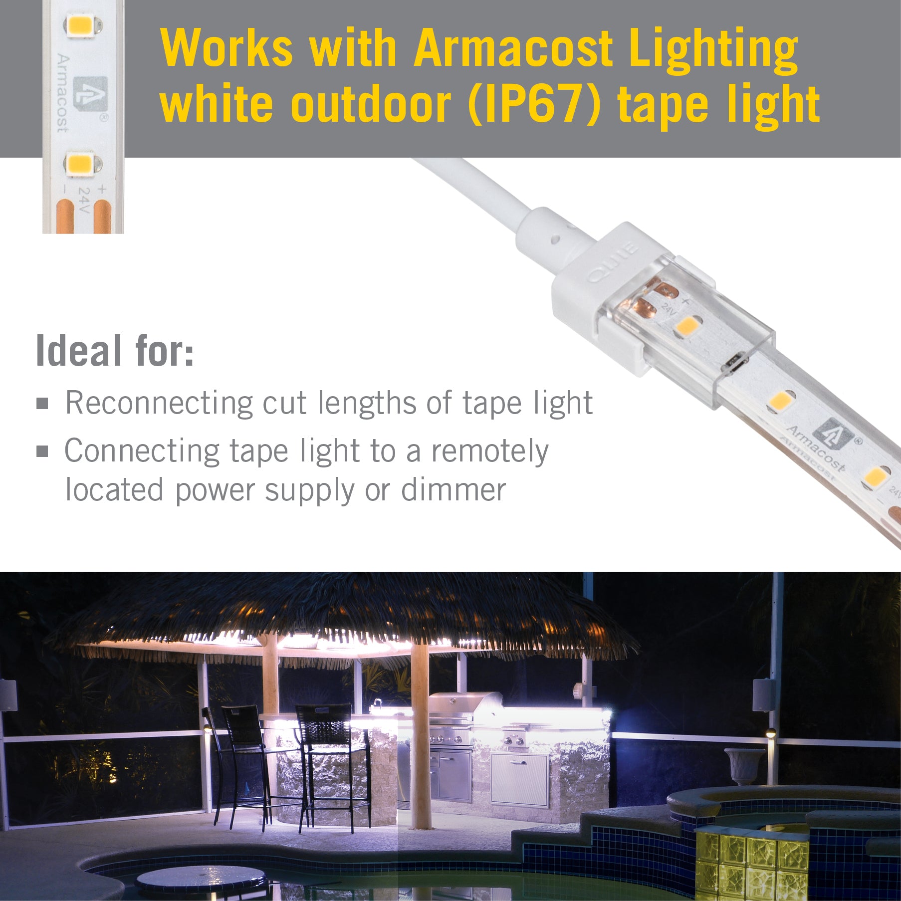 2C LED Strip Outdoor 12″ Wire Connector – Armacost Lighting