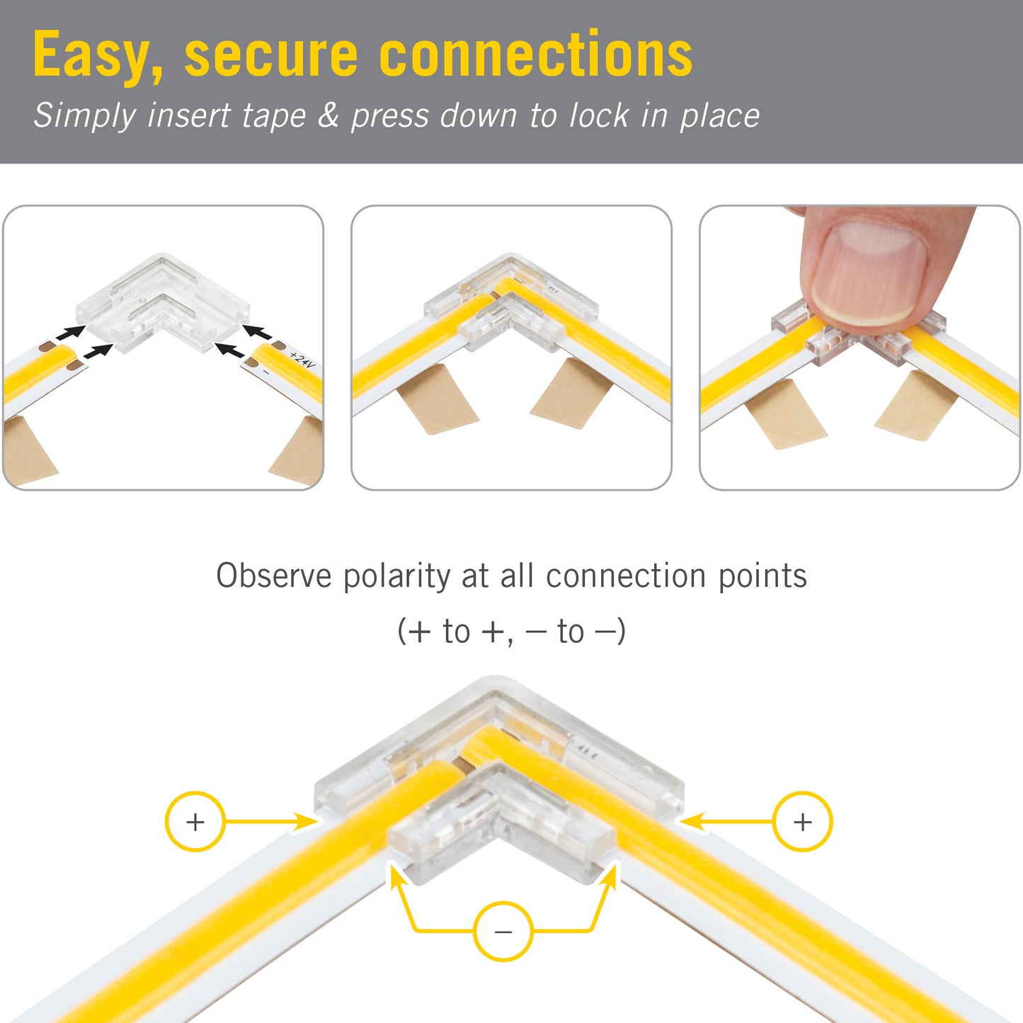 2 Pin LED Strip Light COB Corner Connector