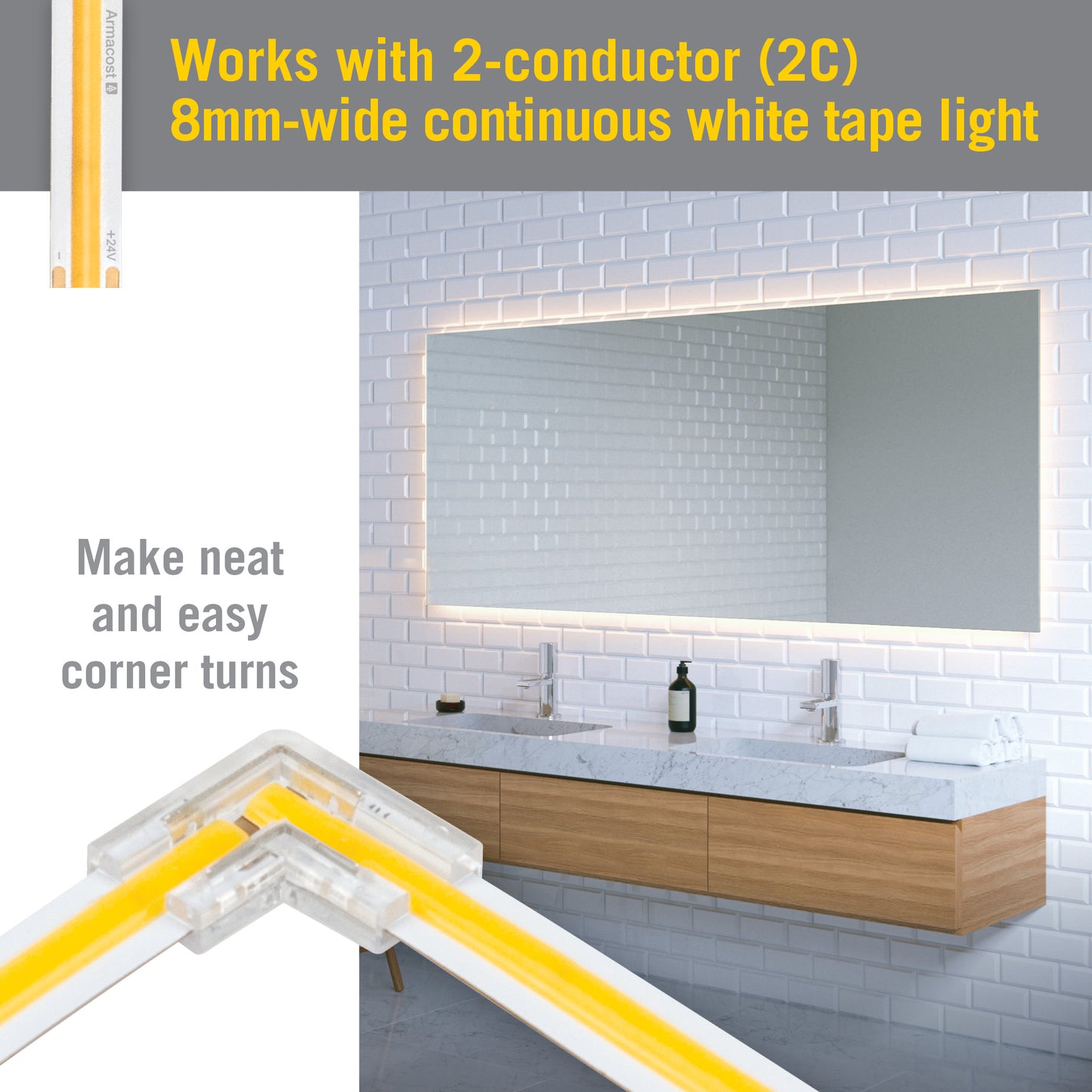 2 Pin LED Strip Light COB Corner Connector