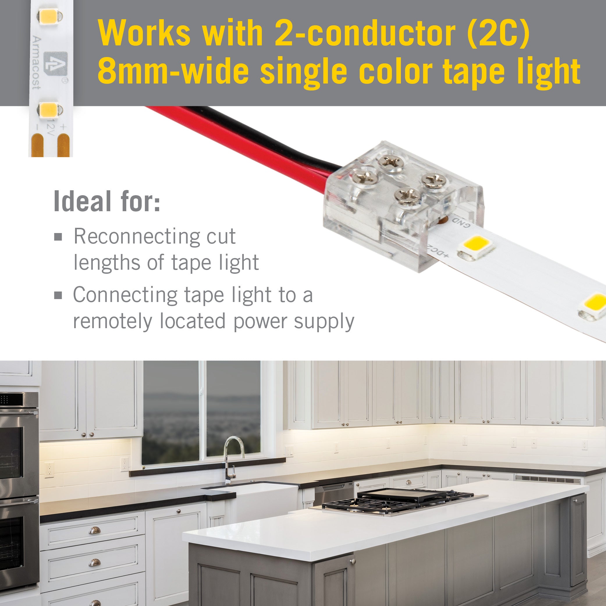 2C LED Tape Light Screw Tape to Wire Connector – Armacost Lighting