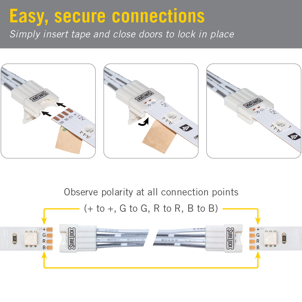 SureLock 4 Pin RGB LED Strip Light Corner Connector