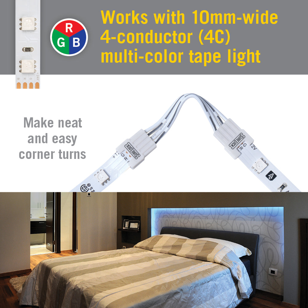 SureLock 4 Pin RGB LED Strip Light Corner Connector