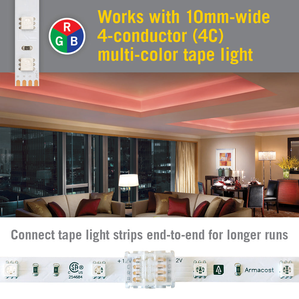 WireGrip 4 Pin RGB LED Strip Light Tape to Tape Splice Connector