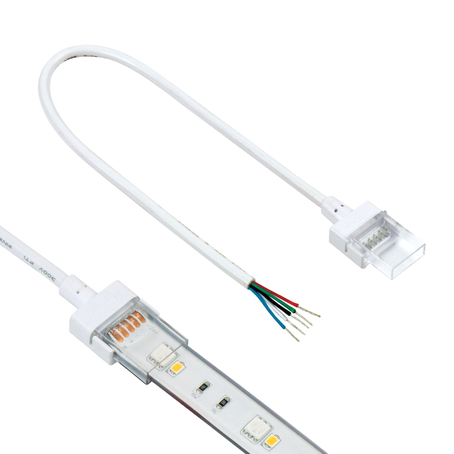 5 Pin IP67 Outdoor LED Strip Light RGB+W 12 in Wire Lead Connector
