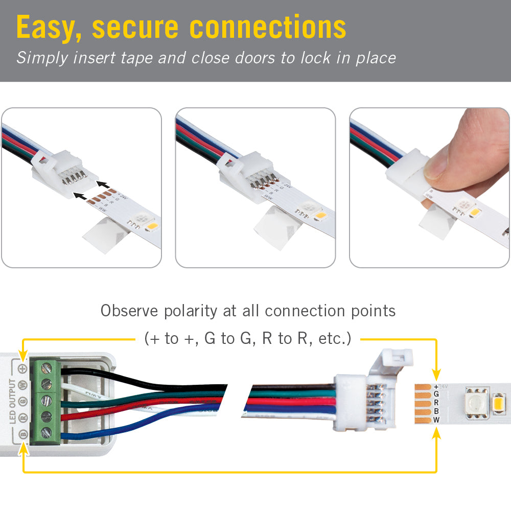 5-pin 10mm rgbw connector for rgbw led strips to wire connection