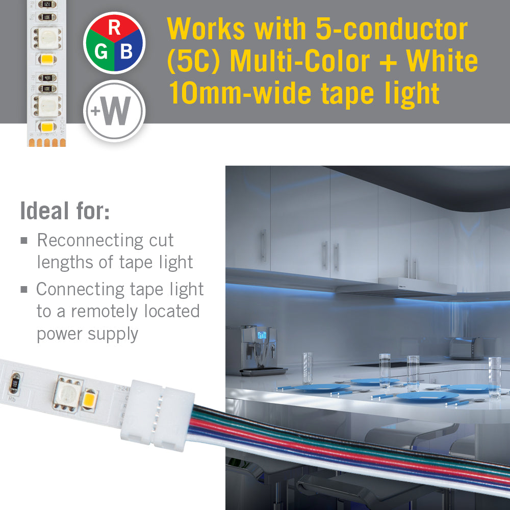 5 Pin RGBW LED Strip Light 48 in Tape to Wire Connector