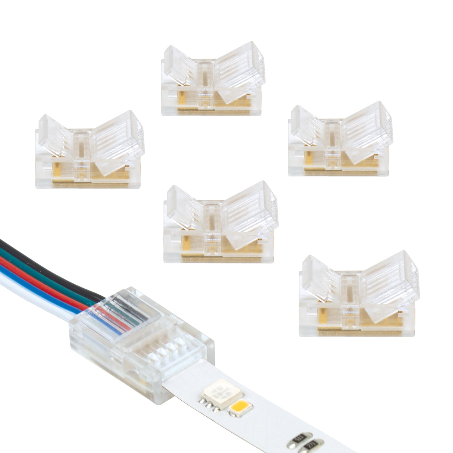 5 Pin LED Strip Light RGB+W Wire to Tape Connector